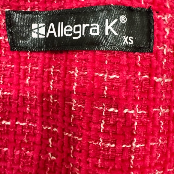 NWOT Allegra K Fushia & White Tweed Pearl Button Dress | XS | Fully Lined - Picture 2 of 10